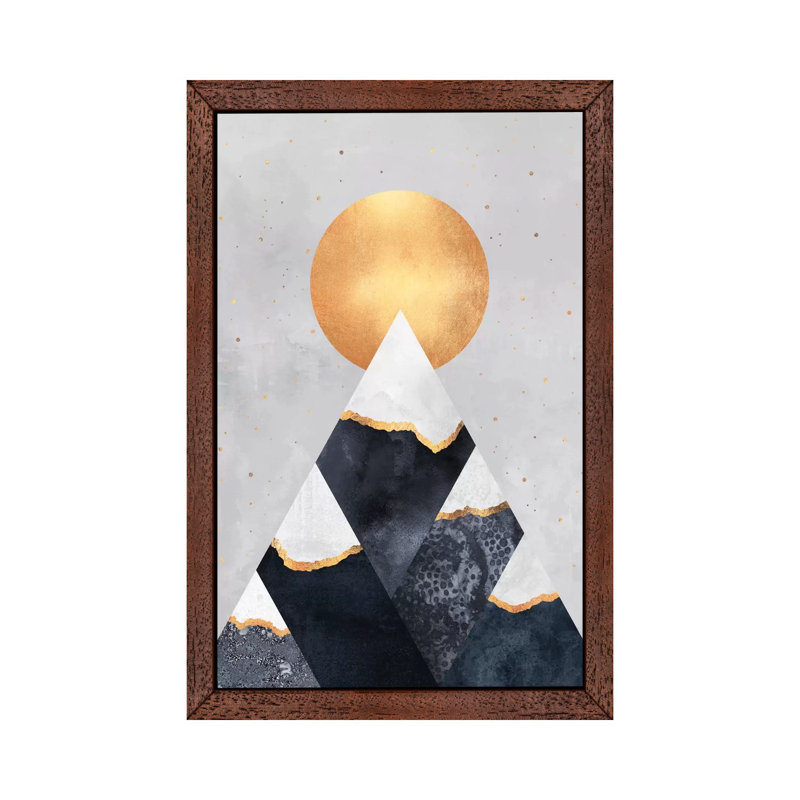 Winter Mountains - Print on Canvas, 66.04 cm H x 45.72 cm W, Brown Framed