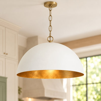 Hylia 1-Light Large 17.7" Dimmable Single White Dome Kitchen Island Pendant
