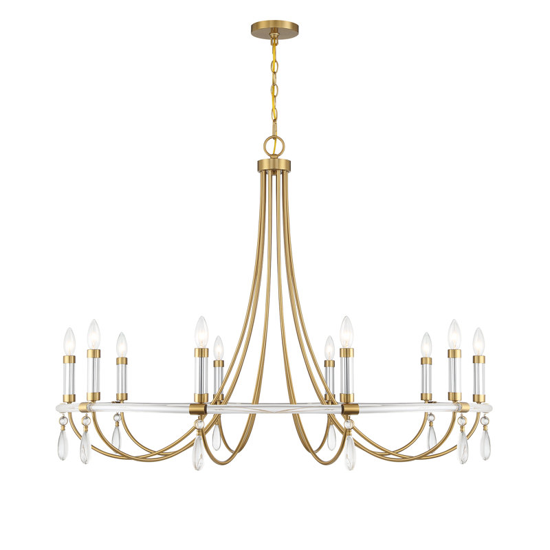 Mayfair 10-Light Chandelier in Warm Brass and Chrome, 34" H x 45" W x 45" D, 10 Lights