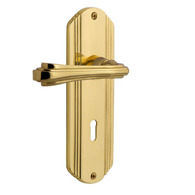 Deco Plate Passage (Hall & Closet) with Decorative Keyhole and Fleur Lever