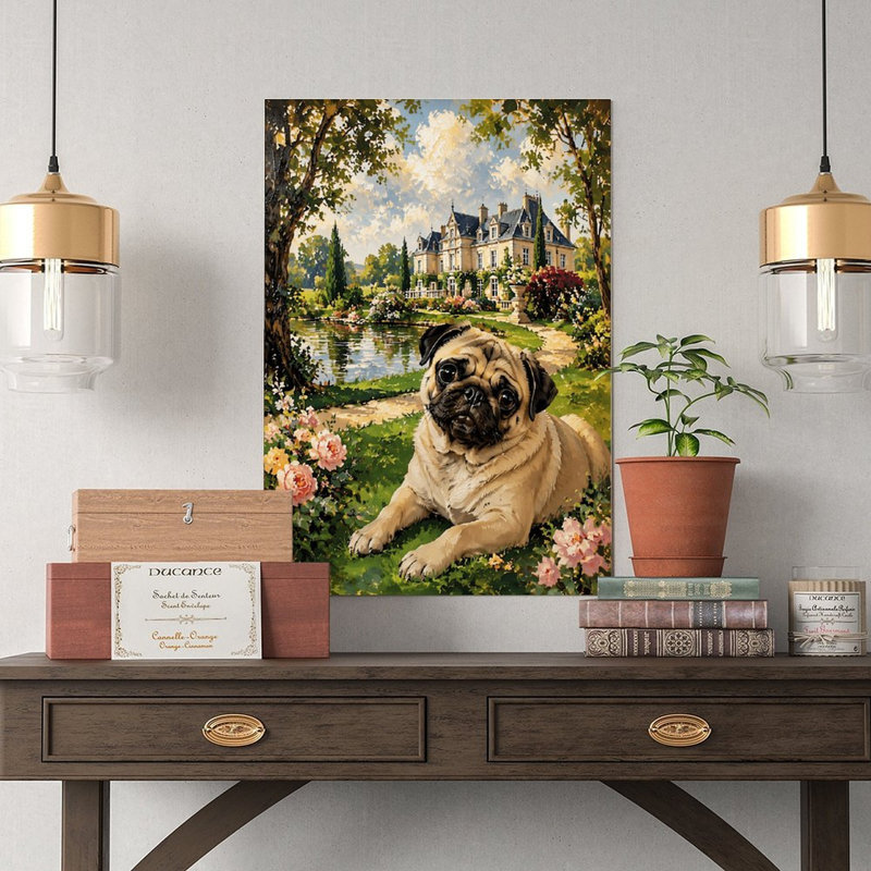 Toile, art mural, carlin, château français, impression d'art sur affiche rétro, décoration intérieure, 12 po x 18 po