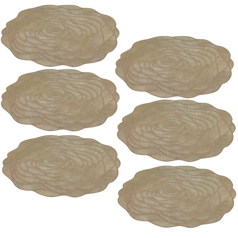 Essendon No Pattern Placemat And Coaster Set, Gold