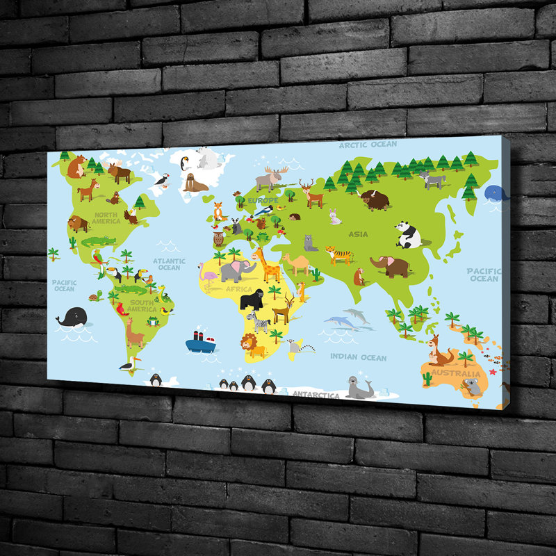 Map Of Animals - No Frame Print on Canvas