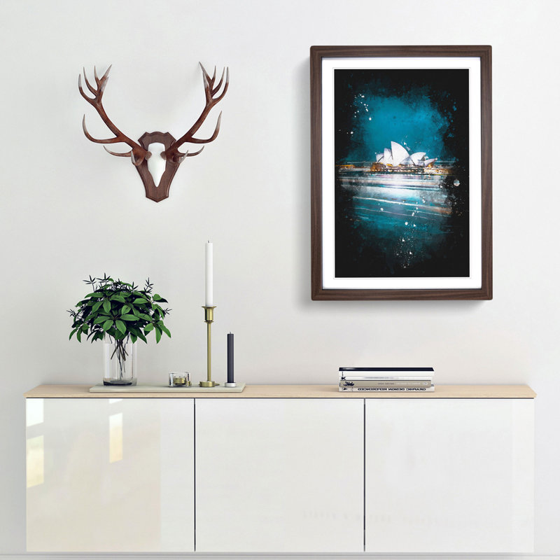 Sydney Opera House Lights - Framed Print, 33cm H x 24cm W x 2cm D, Walnut Framed