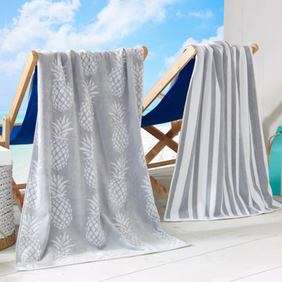 100% Cotton Jacquard Printed 2 Pack Beach Towels