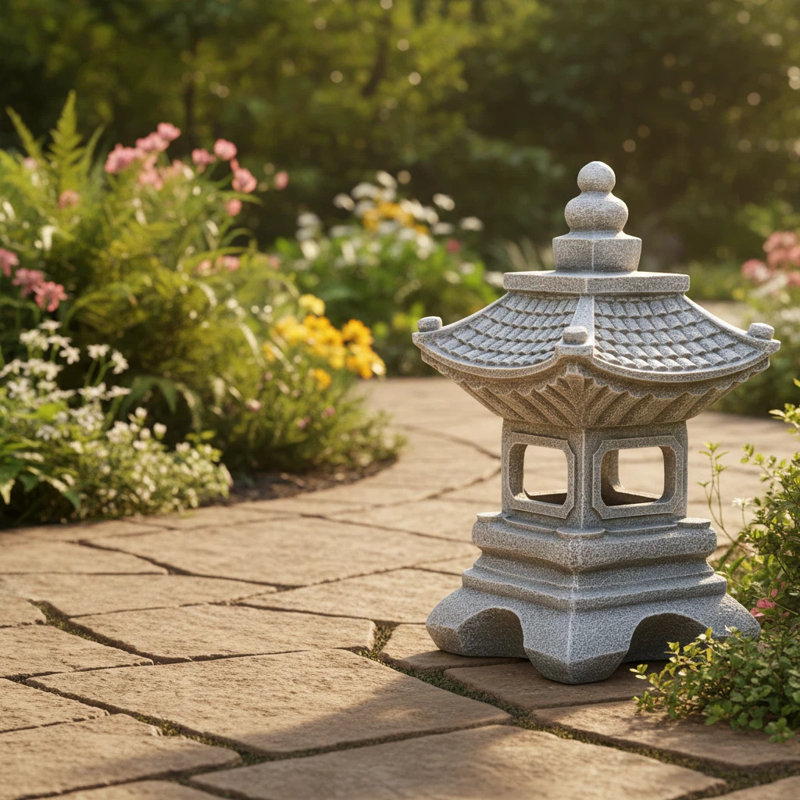 Statue de lampe de jardin zen, H 11,8 po x l 6,3 po x P 6,3 po