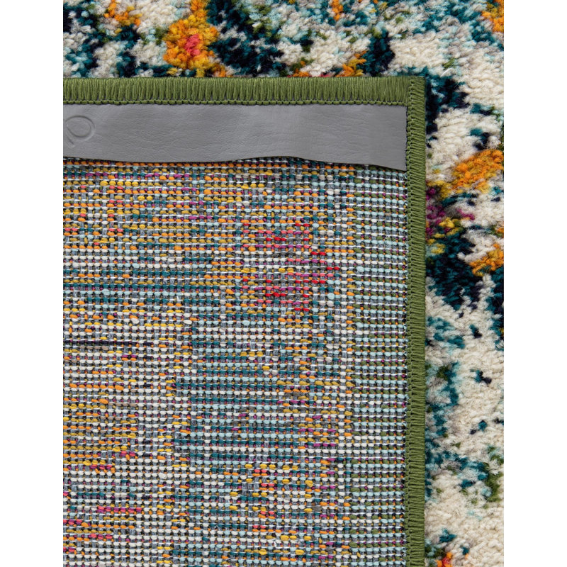 Galyean Abstract Green/Orange Area Rug, Octagon 6'1" x 6'1"