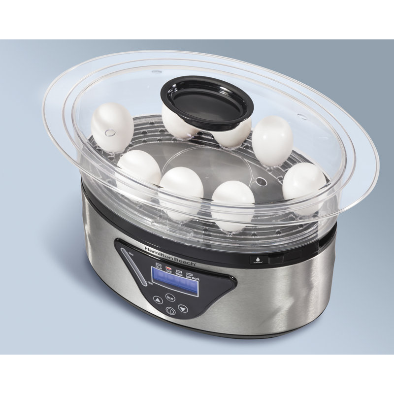 5.5 Quart Black and Silver Digital Steamer with Timer