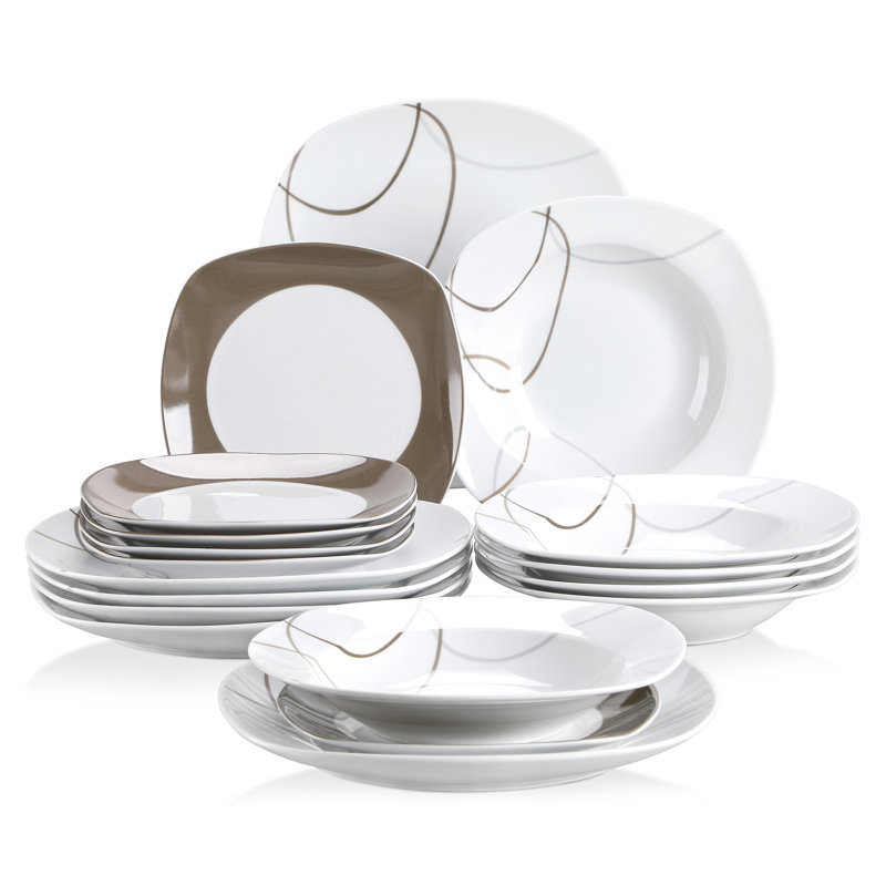 Ellum 18 Piece Porcelain China Dinnerware Set - Service for 6
