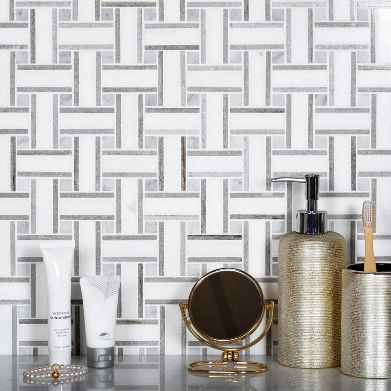 11" x 11" Marble Look Subway Wall & Floor Tile