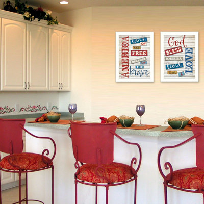 Art mural américain encadré 2 pièces pour salon, maison, par Marla Rae