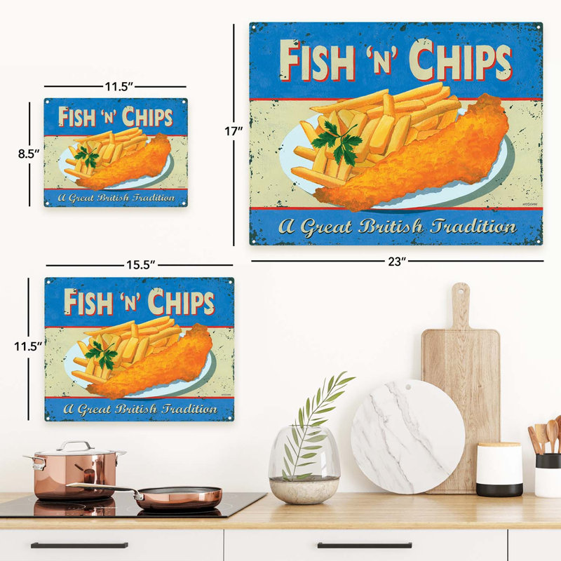 " Fish And Chips ", 11.5" H x 15.5" W x 0.04" D