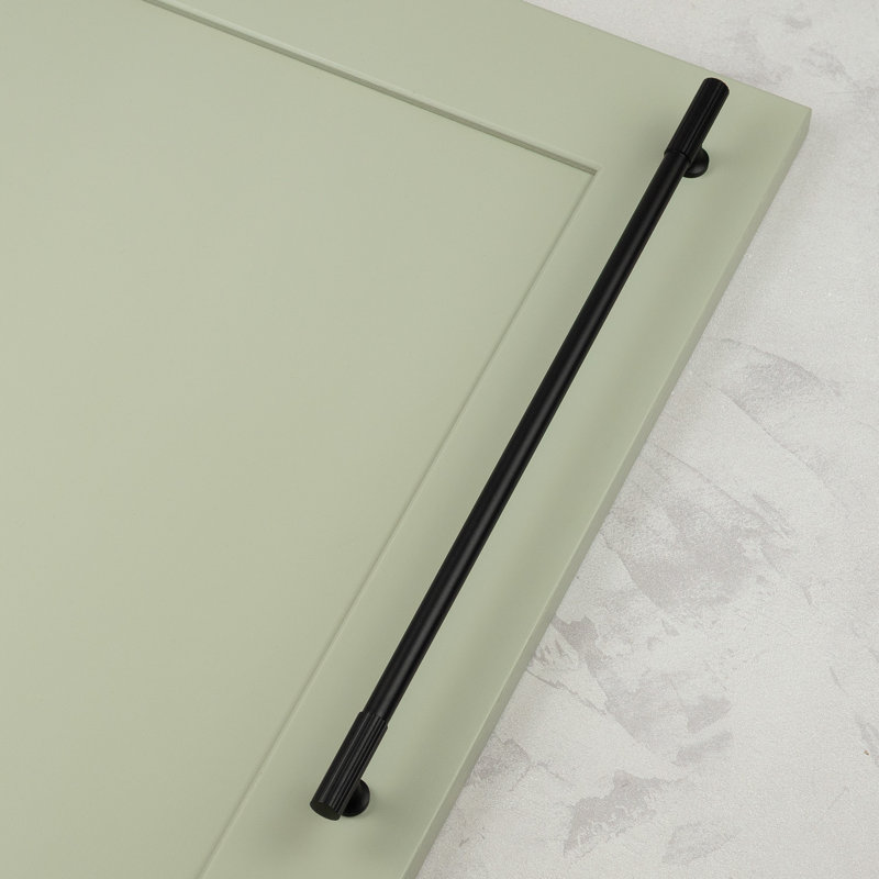 Matt Black Reeded Detail T-Bar Handles & Coordinating Knobs, 320mm Handle