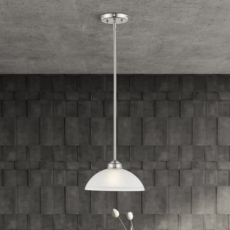Luminaire suspendu en forme de dôme à 1 lumière Annete, Nickel brossé, H 5,5 po x l 11 po x P 11 po