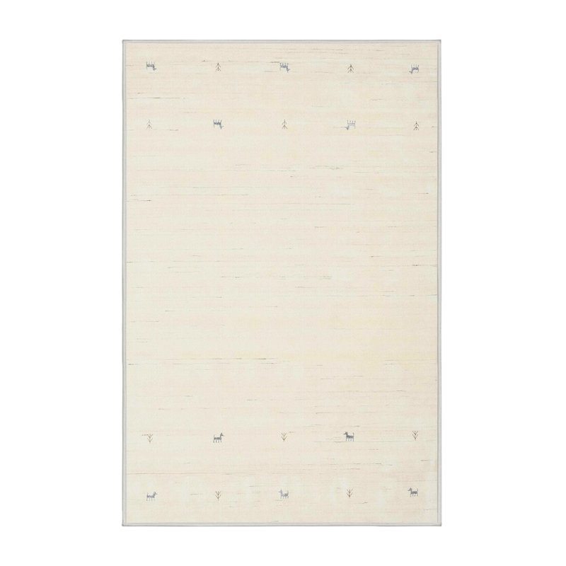 Tapis de zone crème contemporaine, Rectangle 2 pi x 4 pi