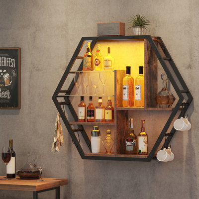 Grandes tablettes de jeu flottantes de 39 po Auburnhill pour le mur, tablettes murales à DEL à 5 niveaux avec tablette en verre réglable, support à tablettes suspendues avec 8 crochets, assemblage facile
