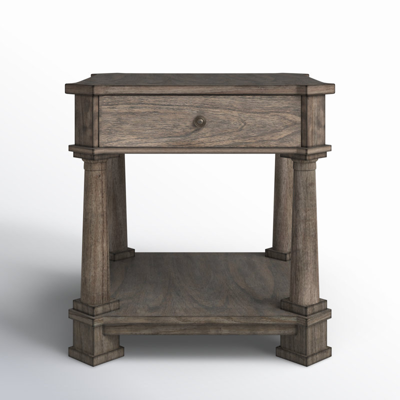 Stephens Solid Wood End Table with Storage