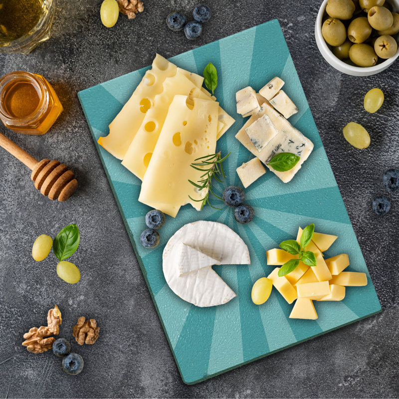 Planche à découper en verre trempé bleu ardoise et bleu pâle Ambesonne