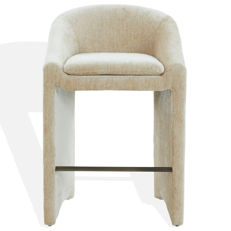 Oshawa Upholstered Chenille Bar and Counter Stool, Bar Stool (30.7" Seat Height), Taupe