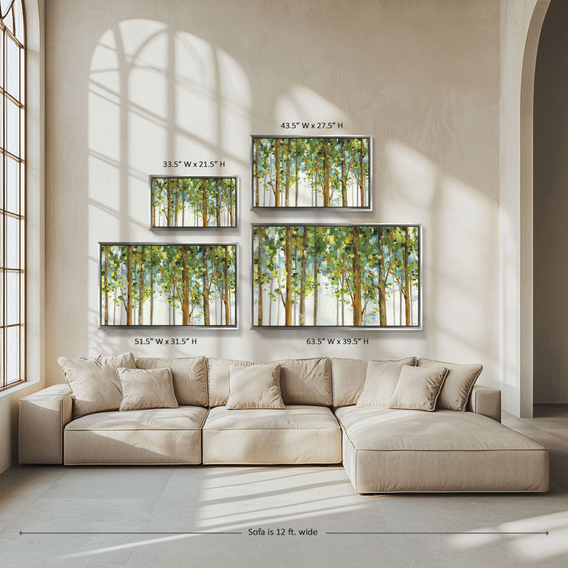 "Forest Study I Crop" par Lisa Audit, reproduction sur toile dans un cadre flottant argenté, H 27,5 po x l 43,5 po