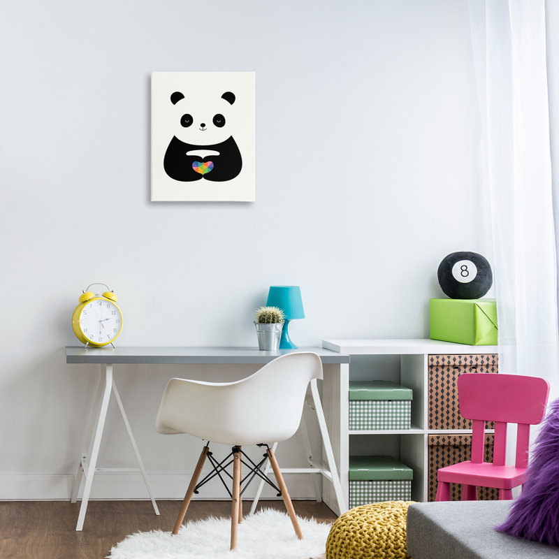 Art mural sur toile Panda & Geometric Heart, design par Andy Westface, H 20 po x l 16 po