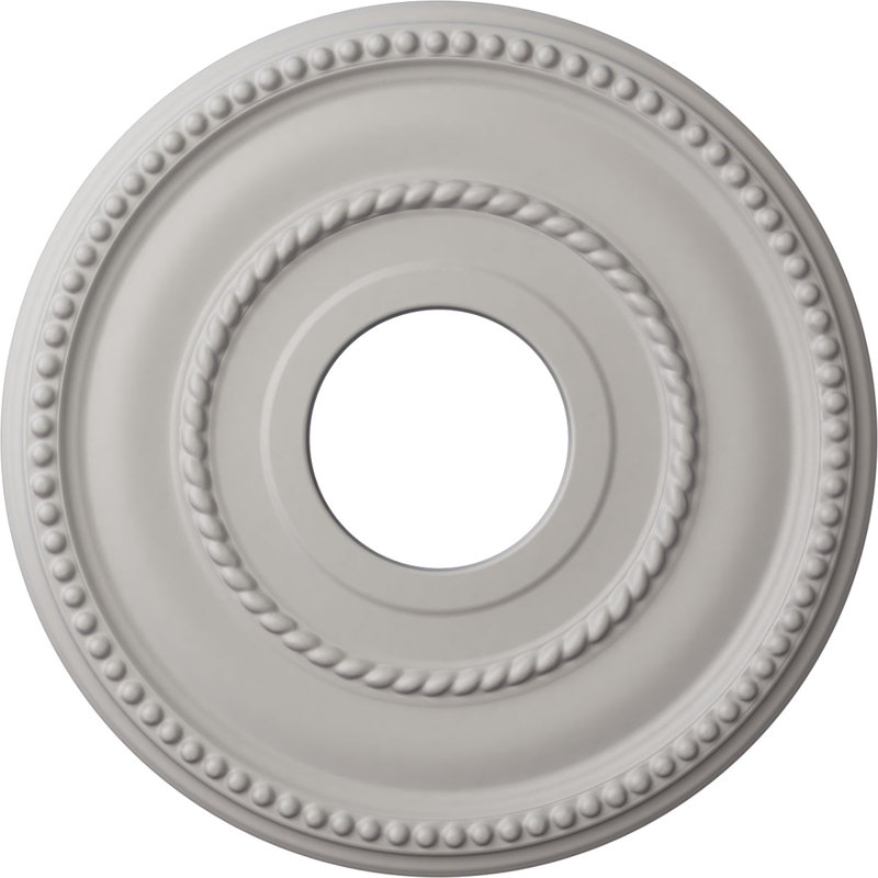 Endurathane Valeriano Ceiling Medallion, 12 1/8"OD x 3 5/8"ID x 3/4"P (Fits Canopies up to 6 1/4"), Hand-Painted Ultra Pure White Finish