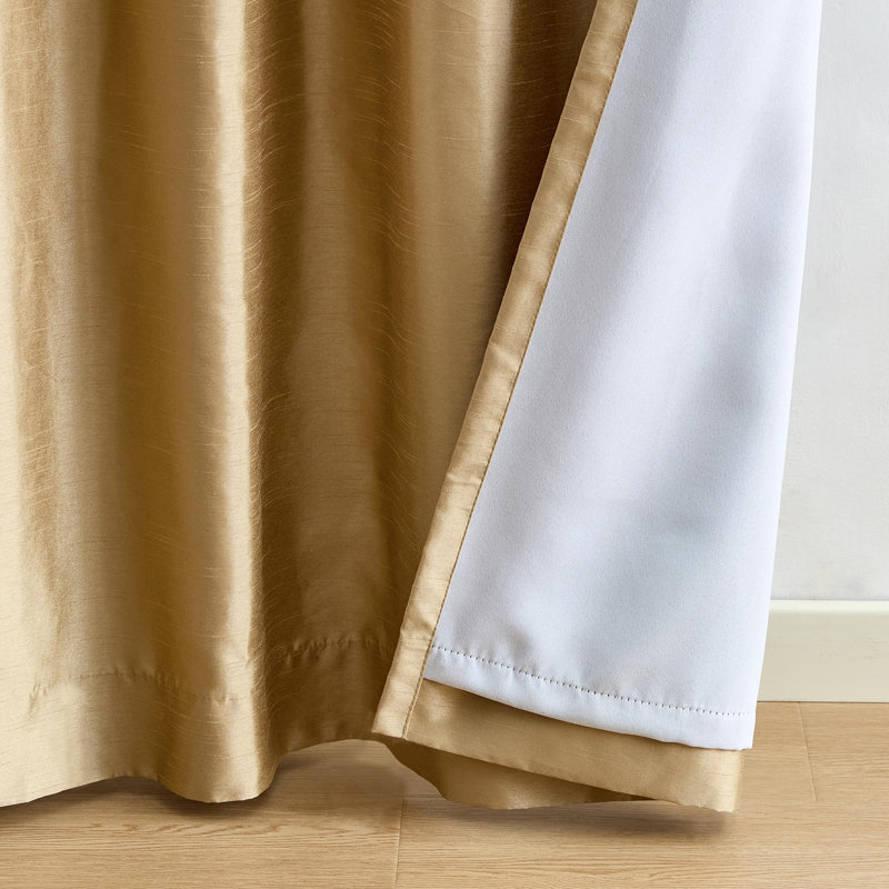 Lenox Imperial Faux Silk Window Curtain, Gold - 52"W x 84"L, Gold, 52"W x 95"L