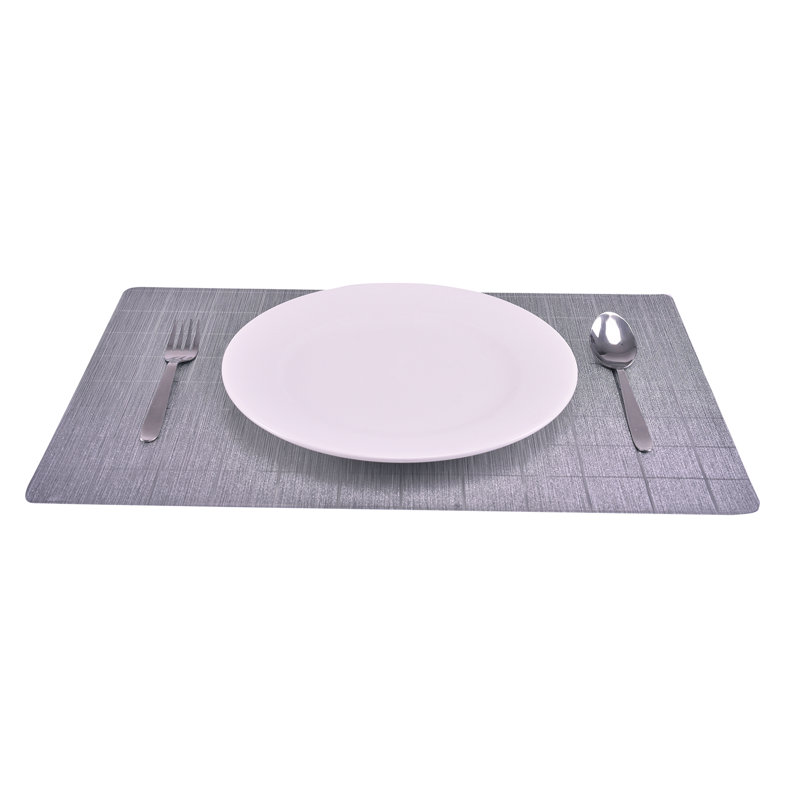 Ensemble de 6 napperons durables en PVC géométrique résistant à la chaleur pour les repas et les décorations de Noël, Gris