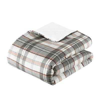Full/queen Plaid Comforter , Fill, , 2 Shams, Throw Pillows, Warm Style Bedding Microfiber Cozy