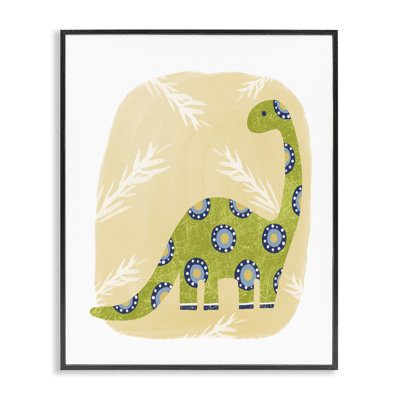 Brontosaurus with Leaves Framed Giclee Art by Lisa Nohren