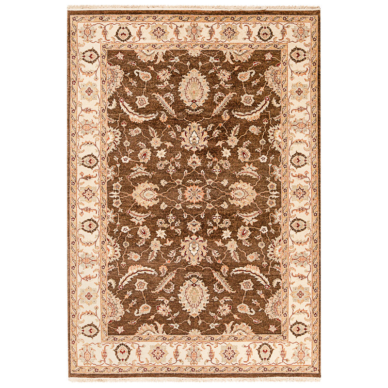 High-Quality Hand-Knotted Brown And Beige Area Rug
