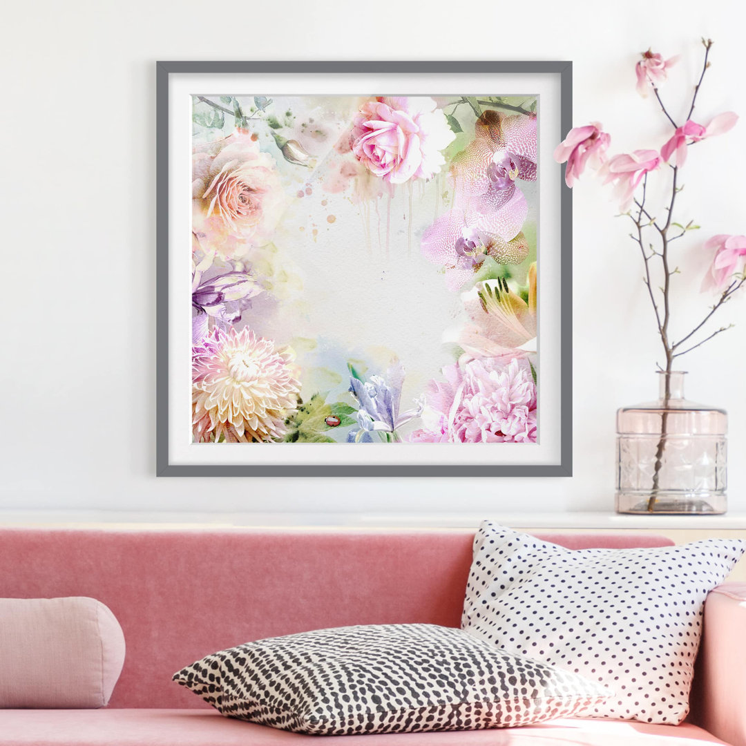 Gerahmter Kunstdruck Watercolour Pastel Flower Mix