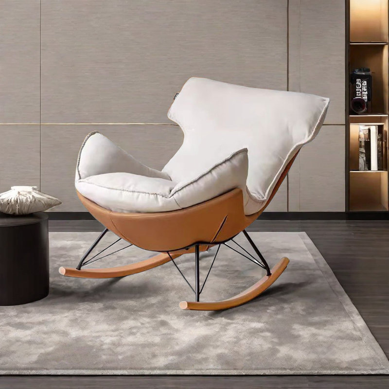 Chaise berçante moderne simple et décontractée en coquille d'œuf, Jaune