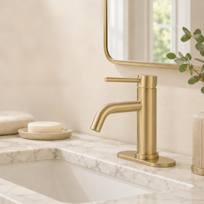 Robinet de lavabo pour salle de bain à un trou, poignée simple avec drain Vega