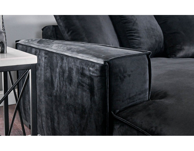 Madison Upholstered L-Shaped Sectional Left Hand Facing, Black