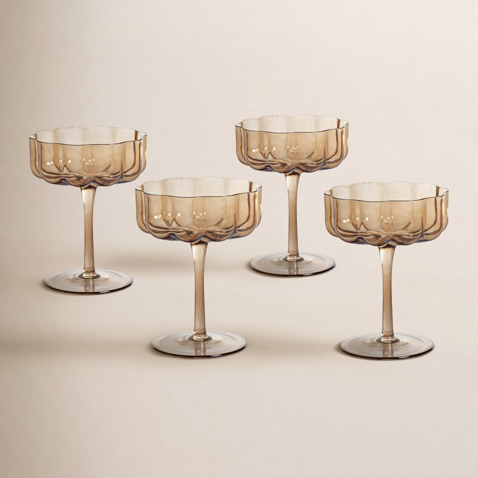 Mungle Handblown Coupe Glass, Amber