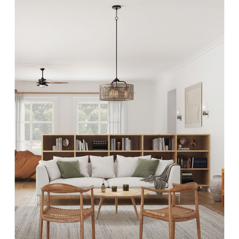 Luminaire suspendu tambour unique à 4 lumières