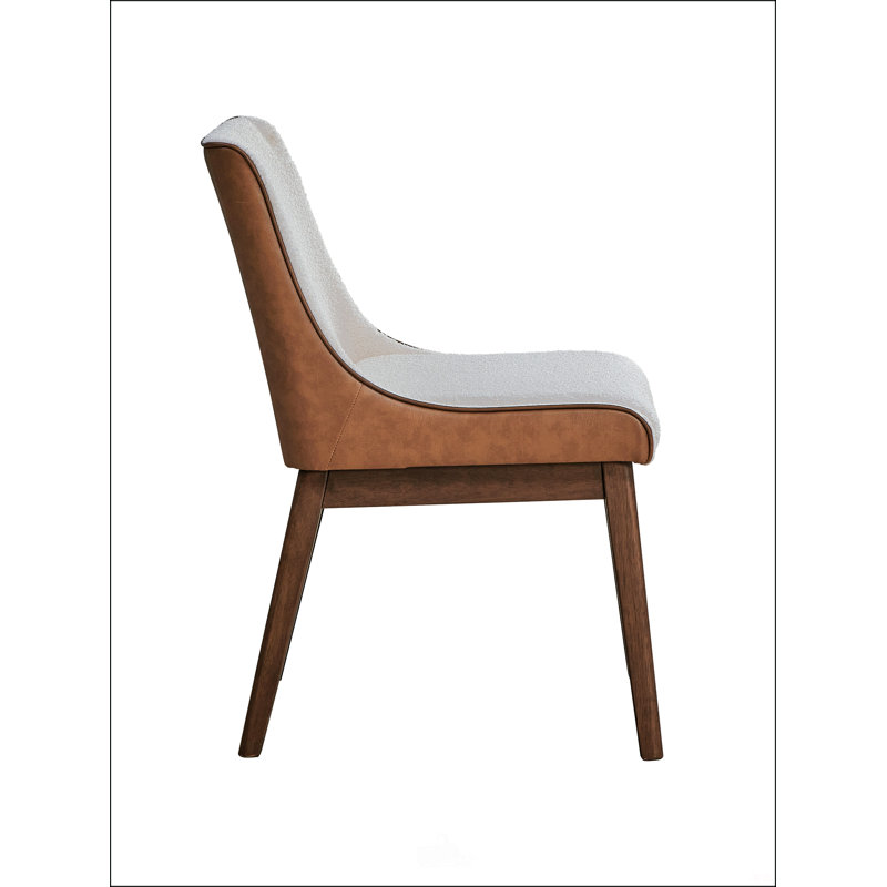 Chaise d'appoint en velours brun et finition noyer