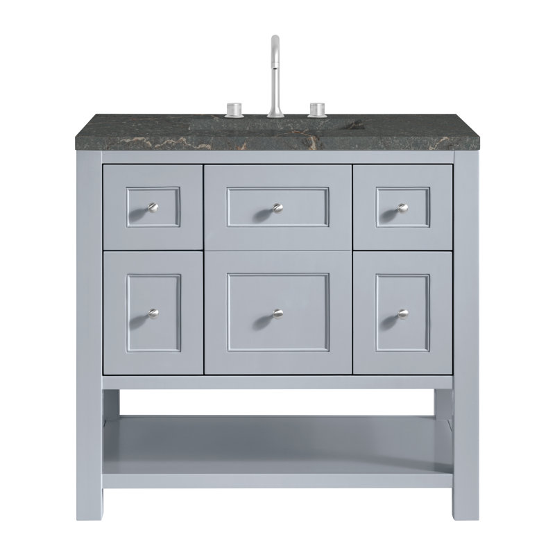 Breckenridge 48'' W Single Vanity, White Zeus, 8" Widespread, Whitewashed Oak