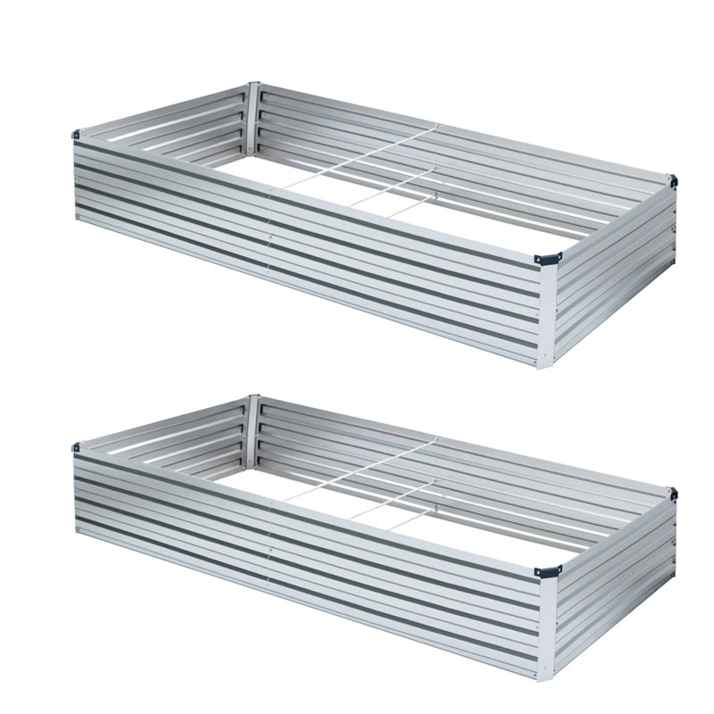 Lafayette Rectangular Galvanized Metal Raised Garden Bed, 12" H x 72" W x 36" D, Silver