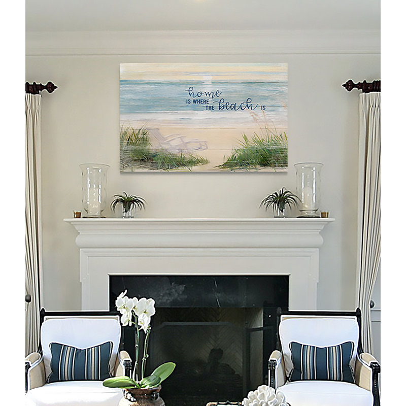 « home is where the beach is » print, H 18 po x l 27 po x P 1,5 po, Toile tendue