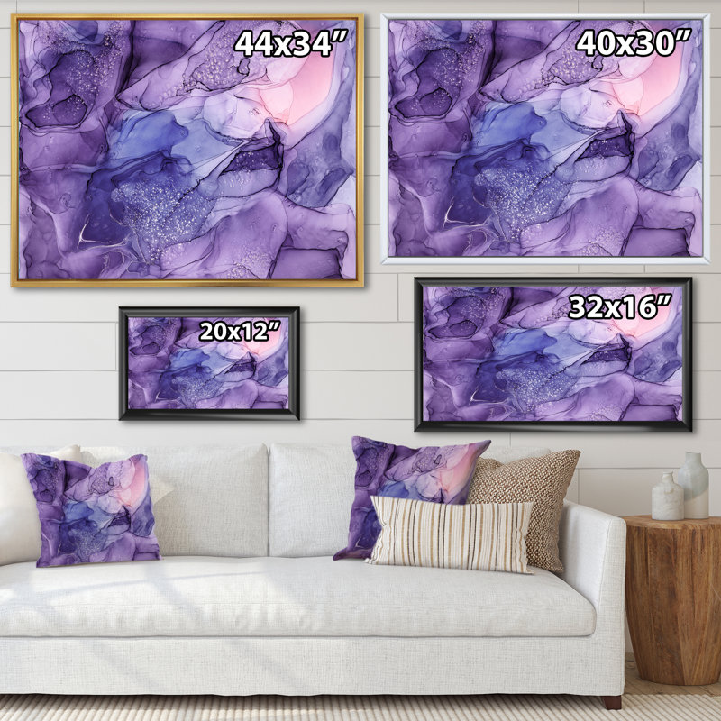 «Mauve et rose», reproduction d'art sur toile translucide, H 16 po x l 32 po, Toile à cadre flottant noir