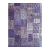 Hand Knotted Patchwork Area Rug in Purple