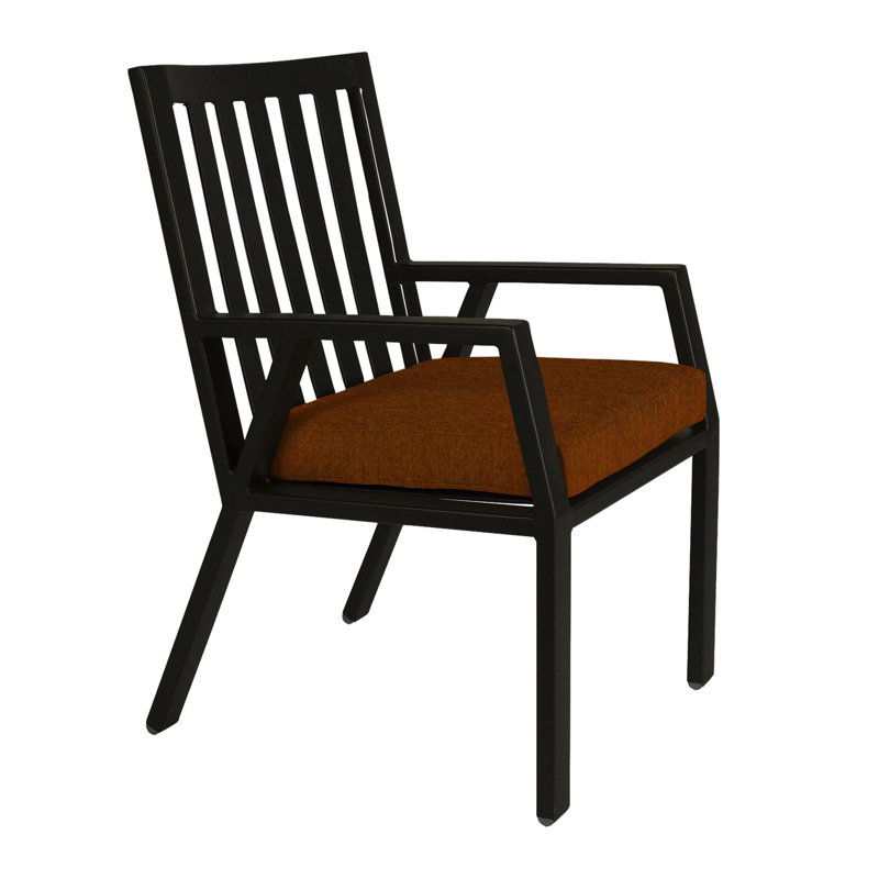 Aris Outdoor Dining Armchair, Carbon Black, Flagship Stone Sunbrella®