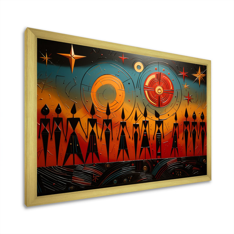 «Khoat African Tribal Rhythms VI», reproduction sur toile, H 34 po x l 44 po x P 1,5 po, Encadrement doré