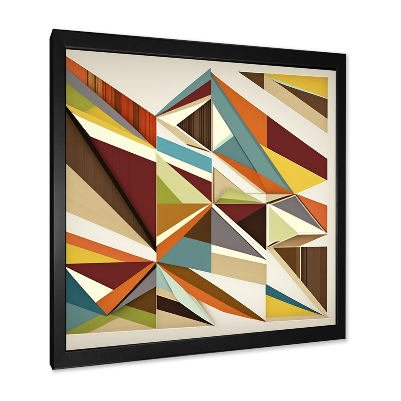 «Minimal Geometric In Colors I», reproduction sur toile, H 16 po x l 16 po x P 1 po, Cadre simple noir