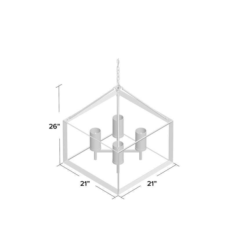 Averee 4 - Light Steel Dimmable Lantern Chandelier - Gunmetal Bronze, Gunmetal Bronze