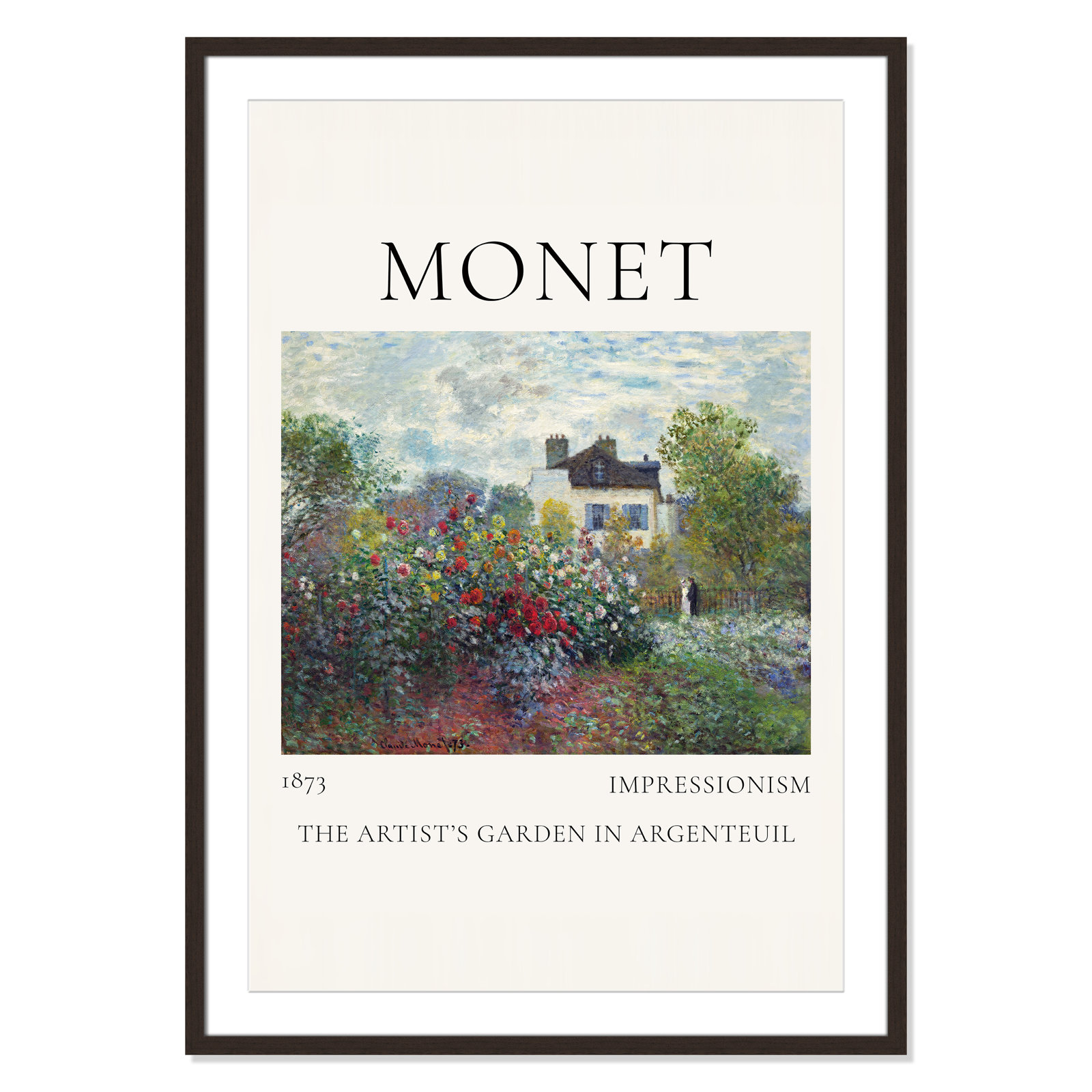 Artists Garden in Argenteuil Print by Claude Monet, Yes, 41.5" H x 29.5" W x 1.25" D, Walnut Single Picture Frame