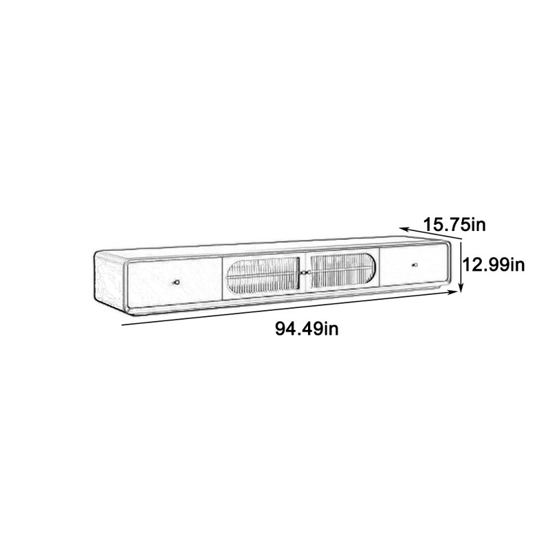 Élégant meuble télé aux bords arrondis et lisses, 94.49"