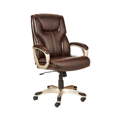Fauteuil de bureau de direction à haut dossier, hauteur réglable, inclinable, pivotant, taille unique, brun